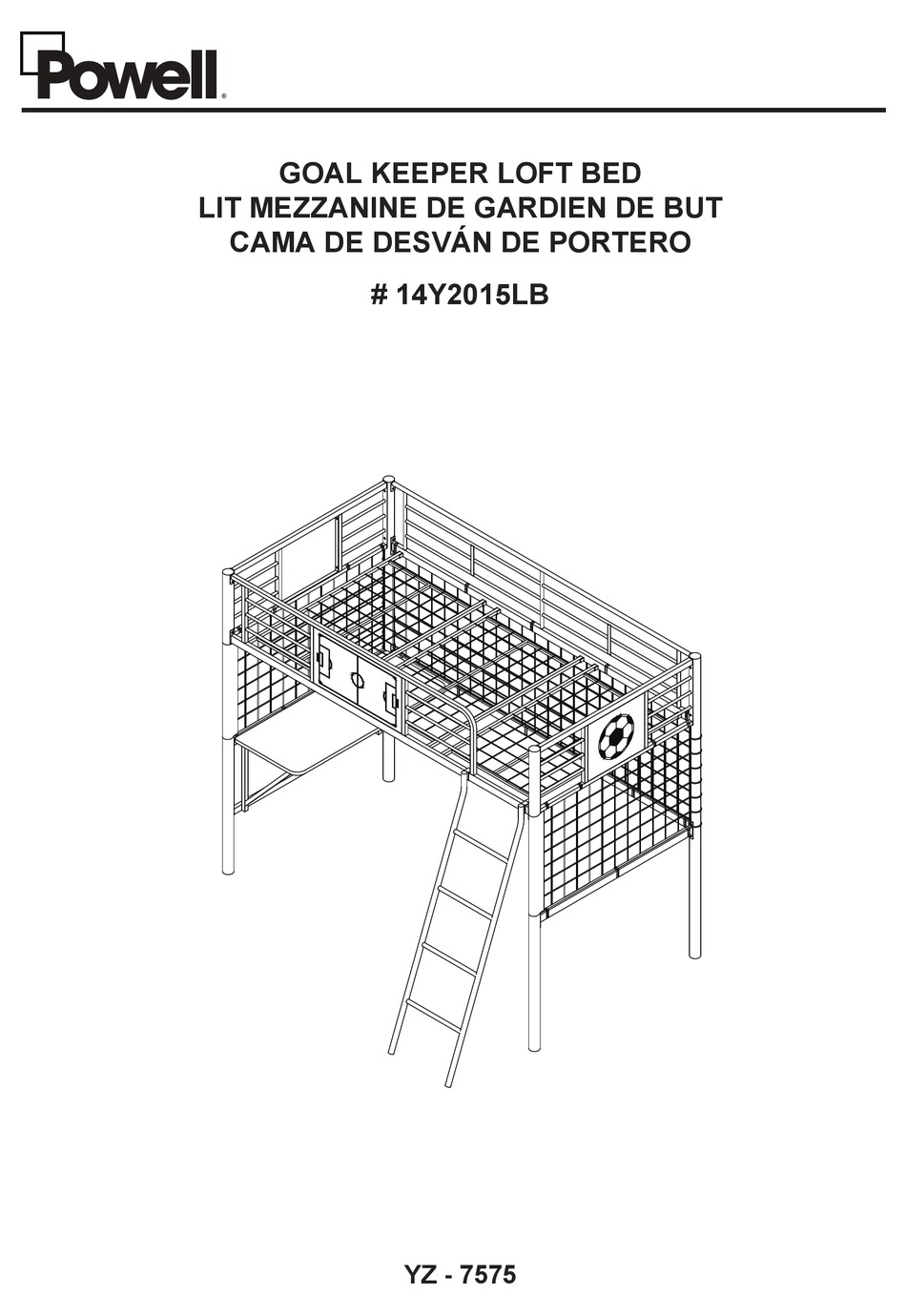 POWELL GOAL KEEPER LOFT BED 14Y2015LB ASSEMBLY INSTRUCTION MANUAL Pdf