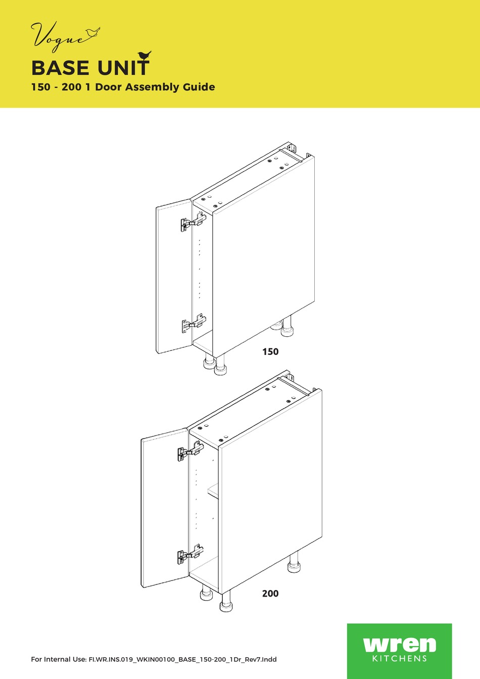 WREN KITCHENS VOGUE BASE UNIT 150 1 DOOR ASSEMBLY MANUAL Pdf Download