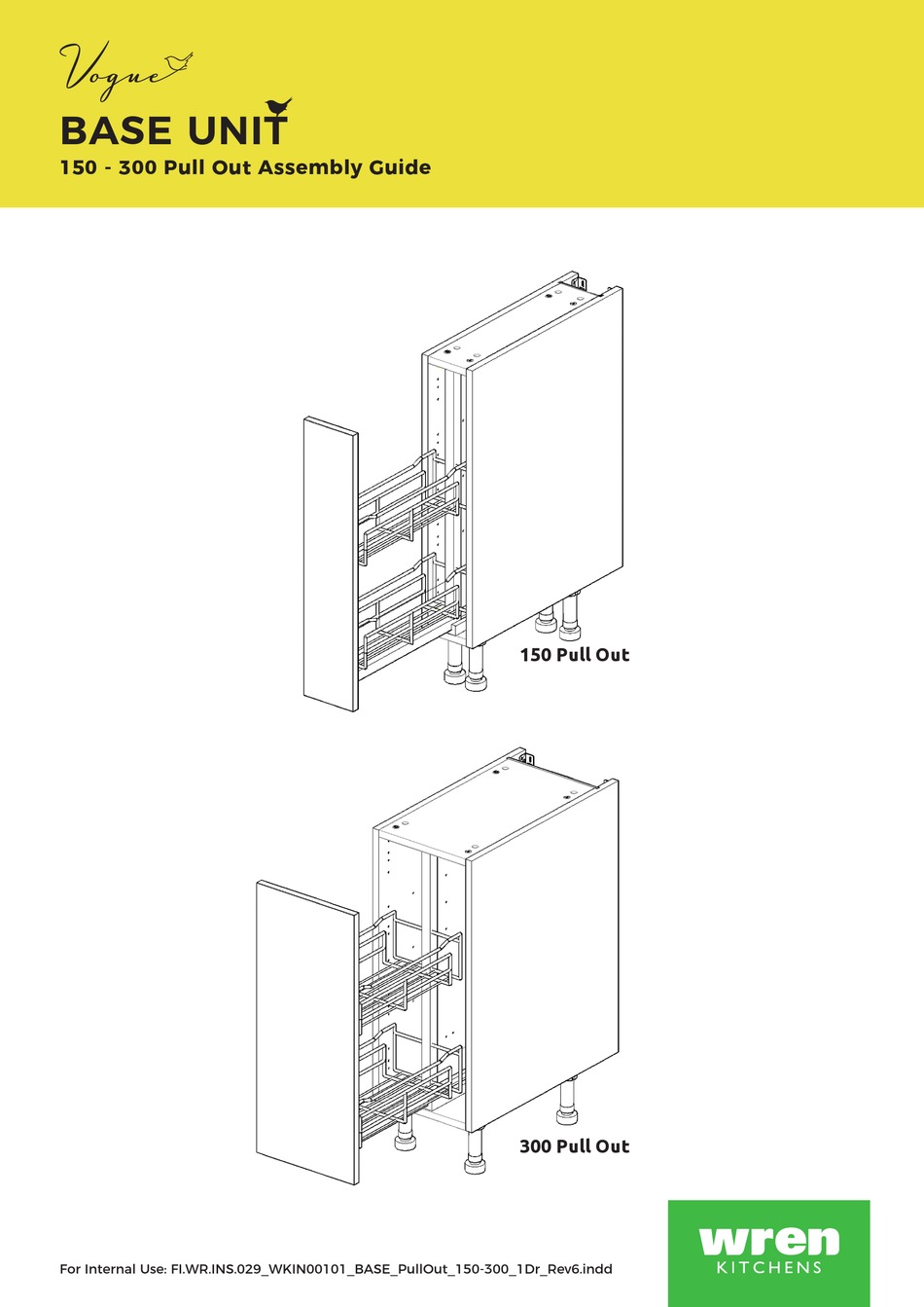 WREN KITCHENS VOGUE BASE UNIT 150 PULL OUT ASSEMBLY MANUAL Pdf Download