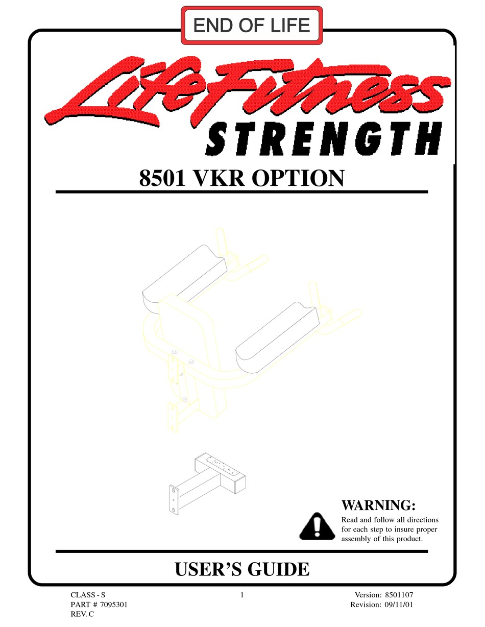 LIFE FITNESS STRENGTH 8501 VKR OPTION USER MANUAL Pdf Download ManualsLib