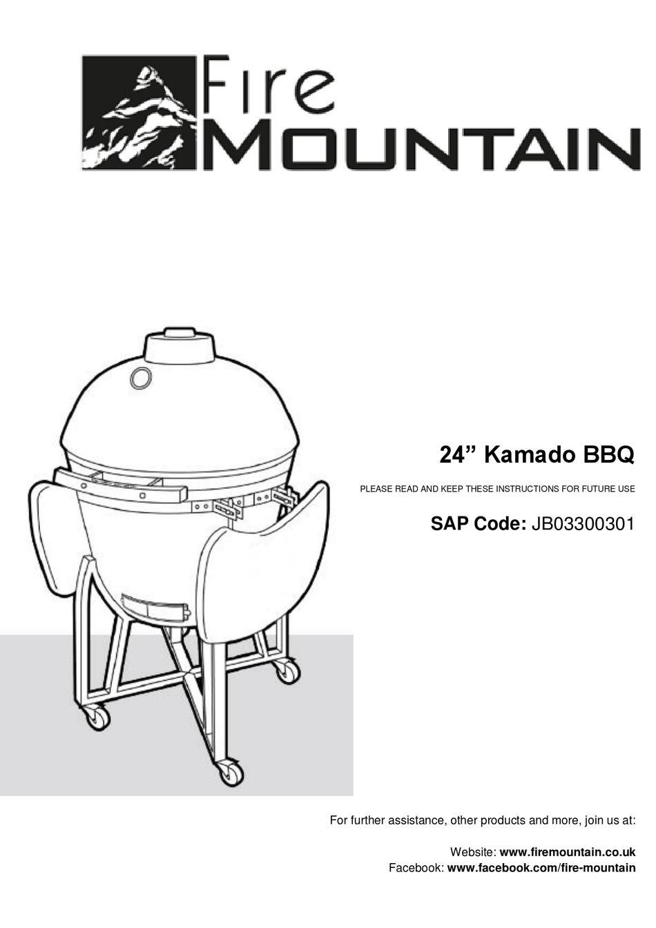 FIRE MOUNTAIN 24 KAMADO BBQ MANUAL Pdf Download ManualsLib