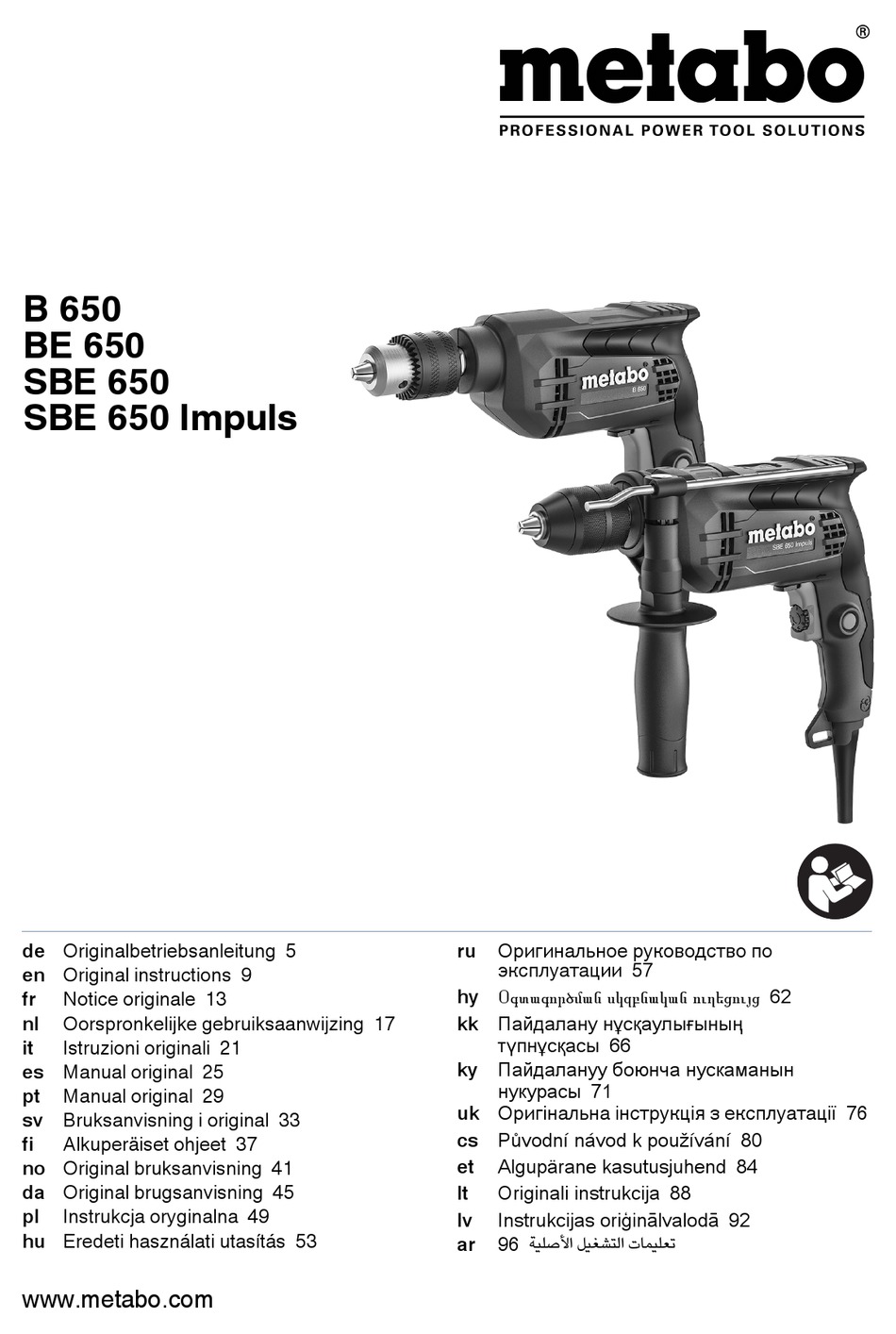 METABO B 650 ORIGINAL INSTRUCTIONS MANUAL Pdf Download | ManualsLib