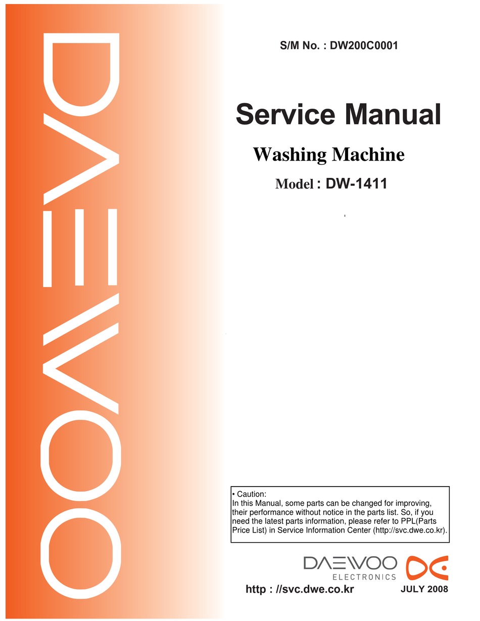 DAEWOO DW-1411 SERVICE MANUAL Pdf Download | ManualsLib