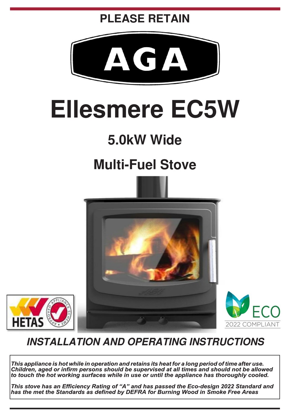 AGA ELLESMERE EC5W INSTALLATION AND OPERATING INSTRUCTIONS MANUAL Pdf Download ManualsLib