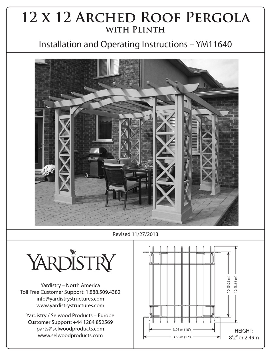 YARDISTRY YM11640 INSTALLATION AND OPERATING INSTRUCTIONS MANUAL Pdf