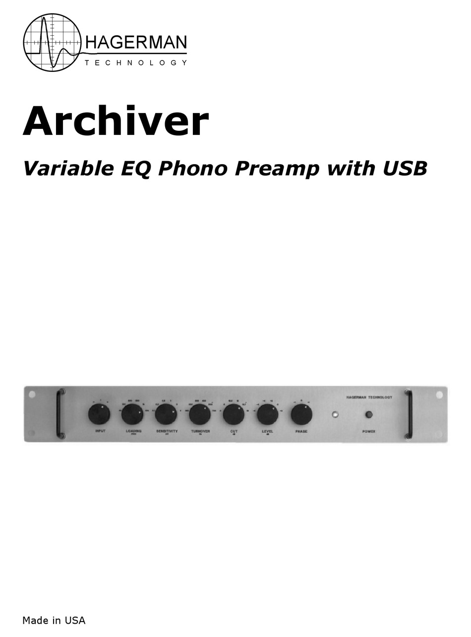 HAGERMAN TECHNOLOGY ARCHIVER QUICK START MANUAL Pdf Download ManualsLib