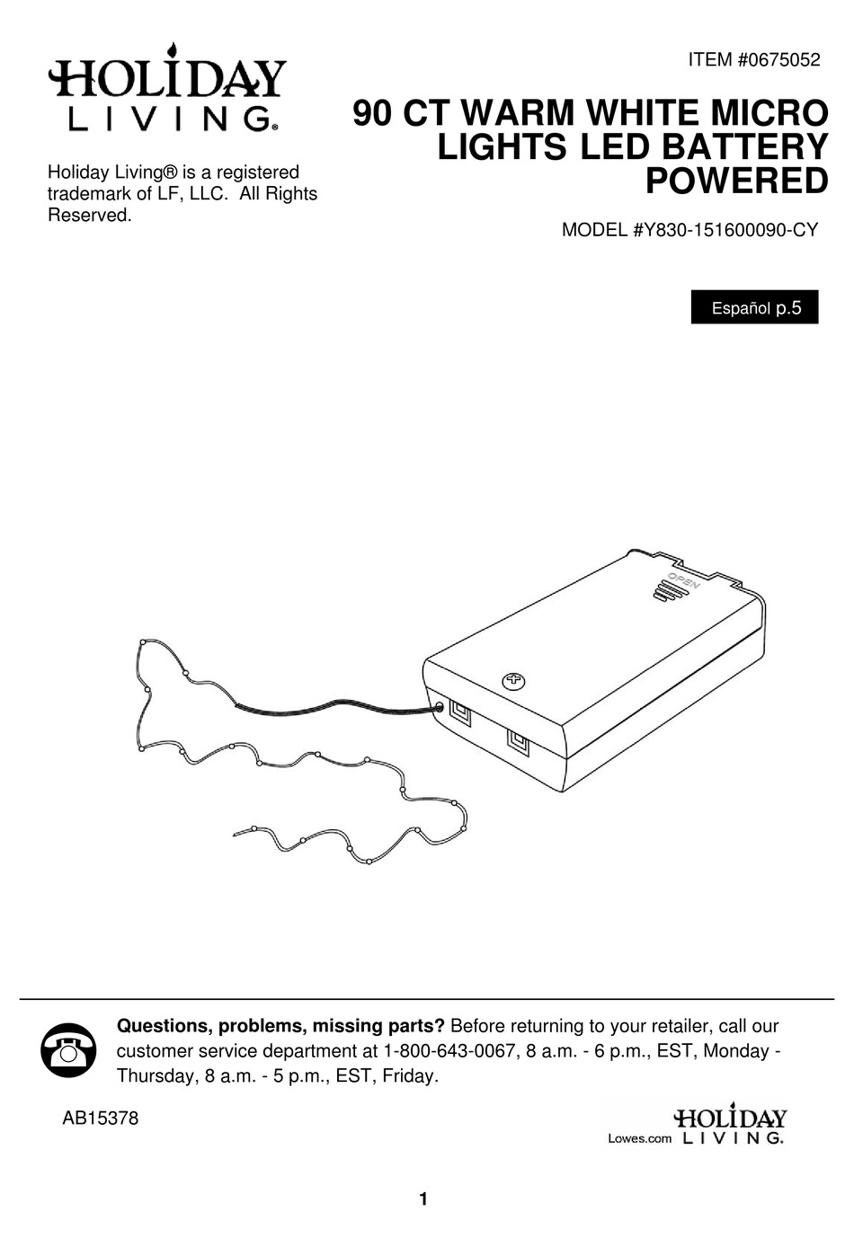 HOLIDAY LIVING Y830151600090CY QUICK START MANUAL Pdf Download