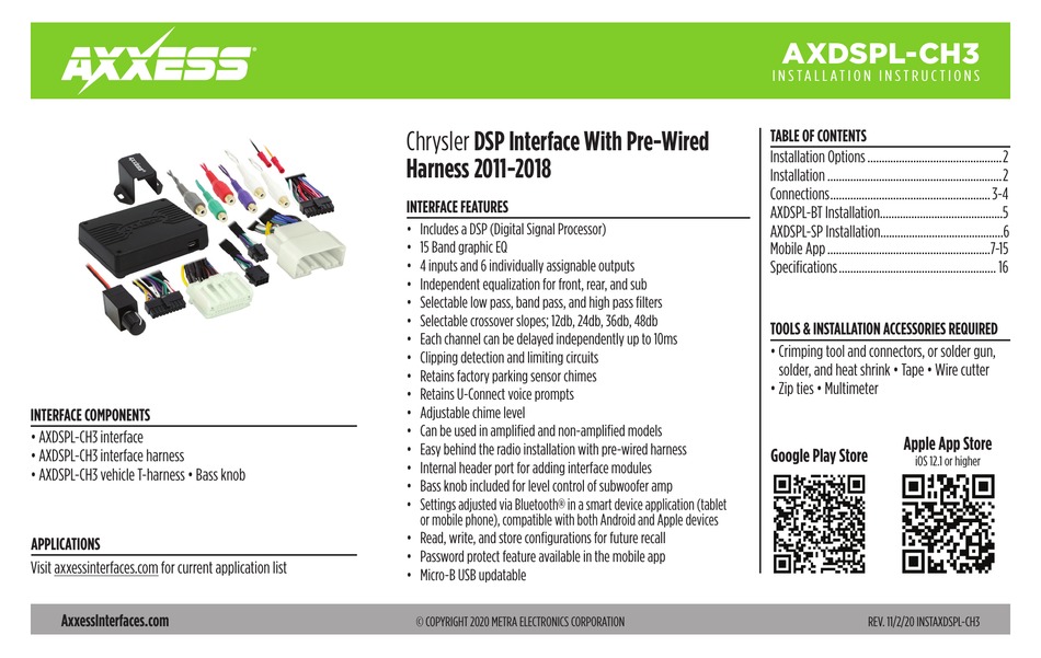 AXXESS AXDSPL-CH3 INSTALLATION INSTRUCTIONS MANUAL Pdf Download ...