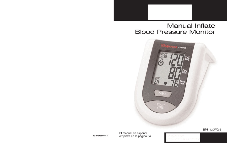 walgreens by homedics blood pressure monitor manual