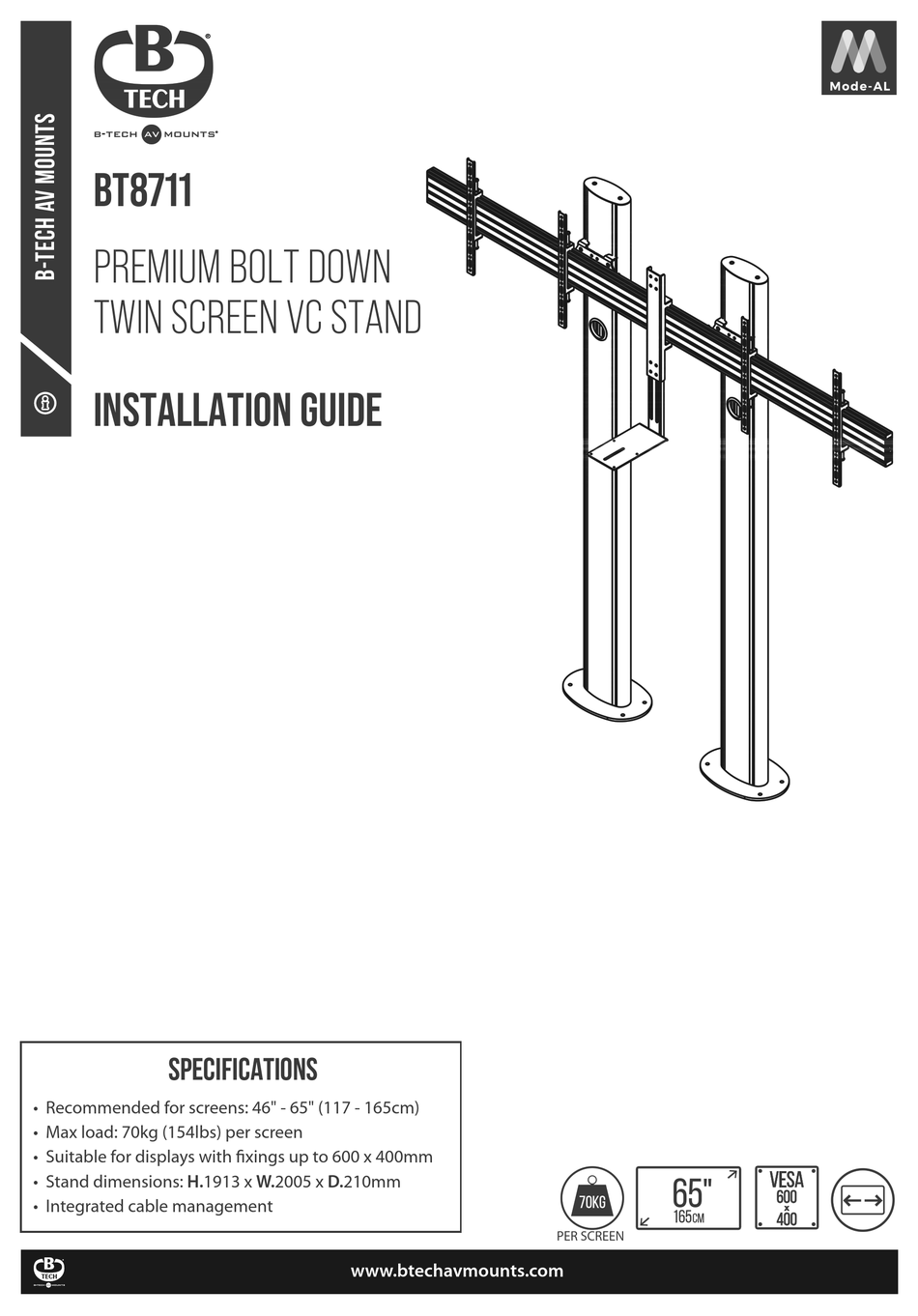 B-TECH MODE-AL BT8711 INSTALLATION MANUAL Pdf Download | ManualsLib