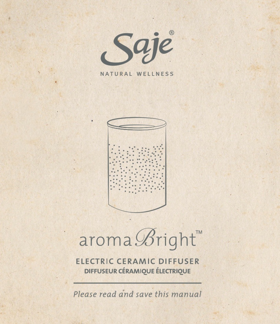 Saje Natural Wellness Aroma Bright Manual Pdf Download Manualslib