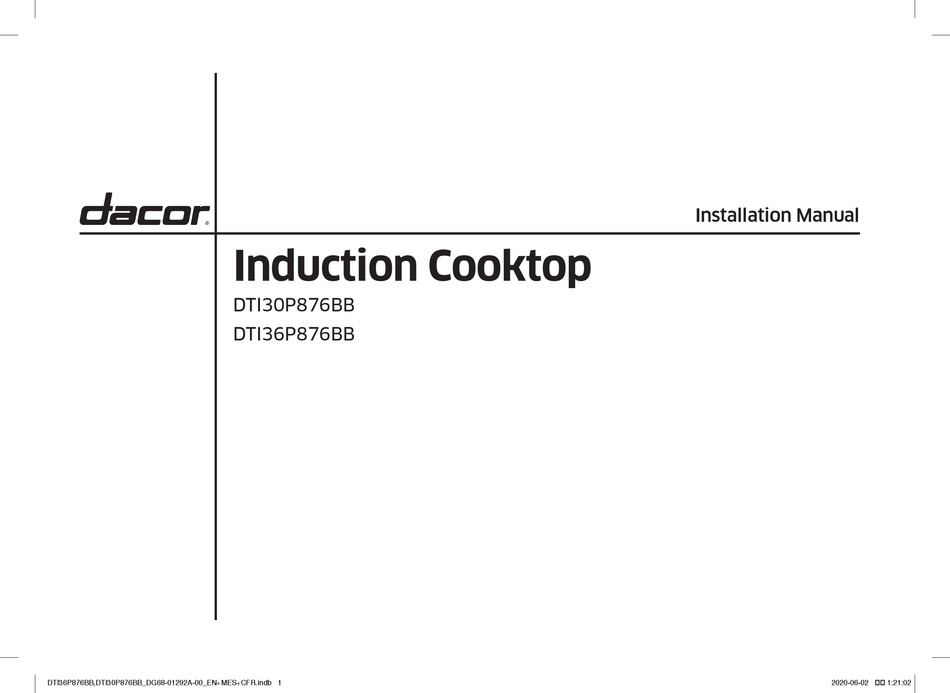 DACOR DTI30P876BB INSTALLATION MANUAL Pdf Download ManualsLib