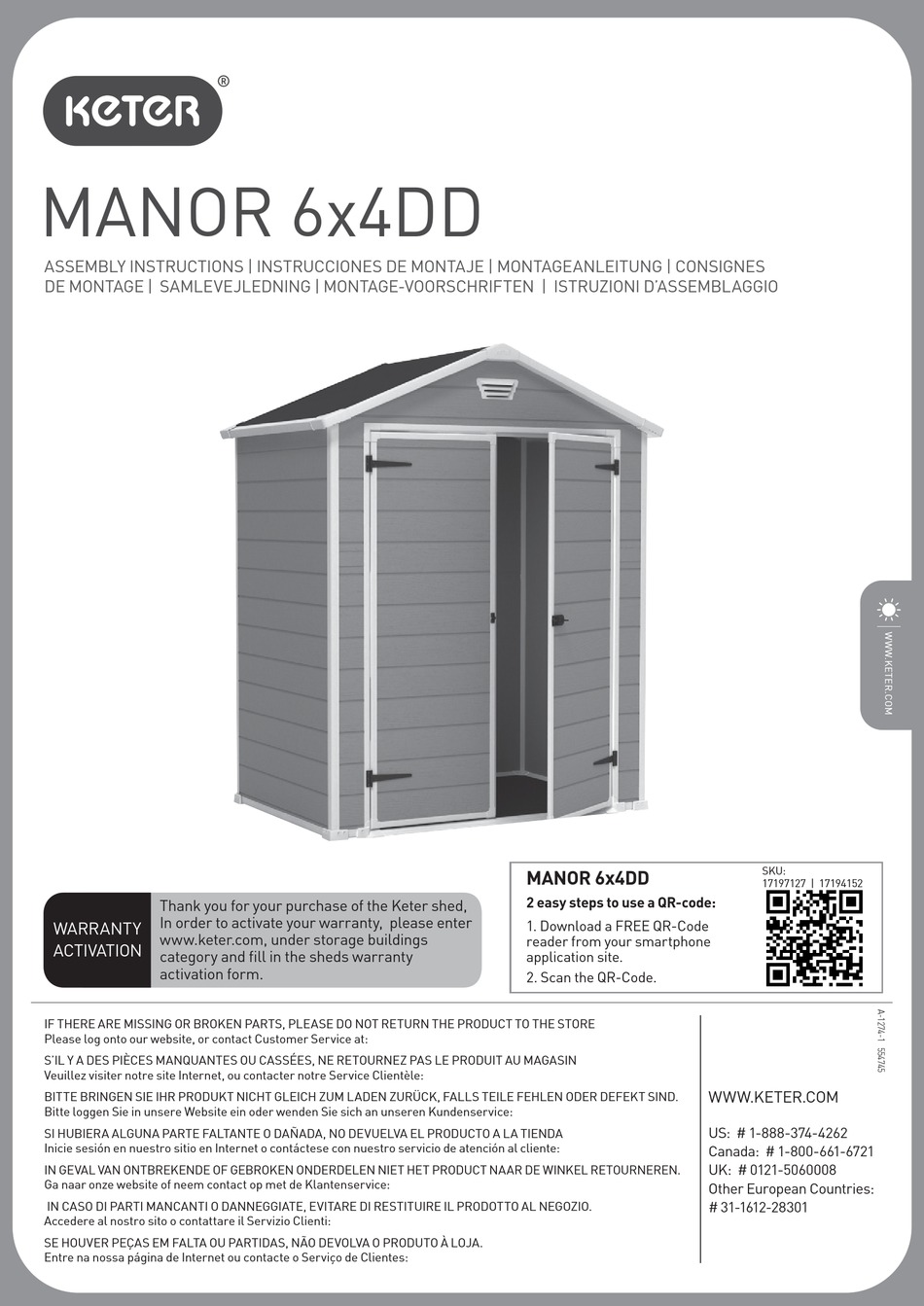 KETER MANOR 6X4DD ASSEMBLY INSTRUCTIONS MANUAL Pdf Download ManualsLib