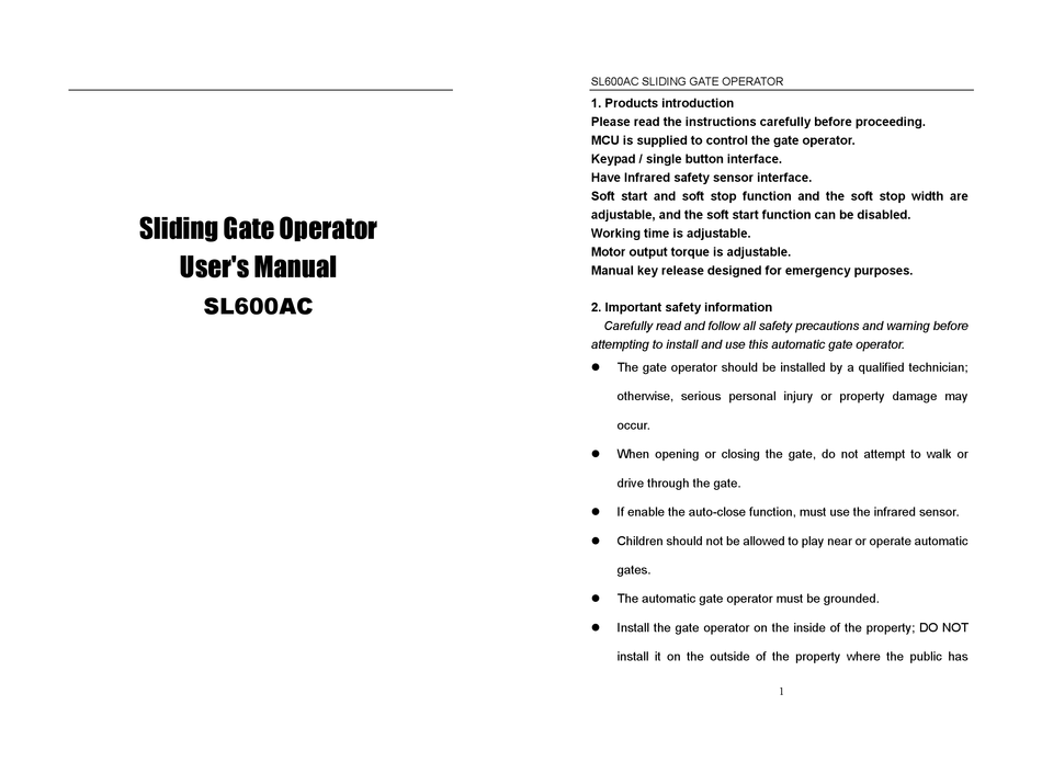 JOYTECH SL600AC USER MANUAL Pdf Download ManualsLib