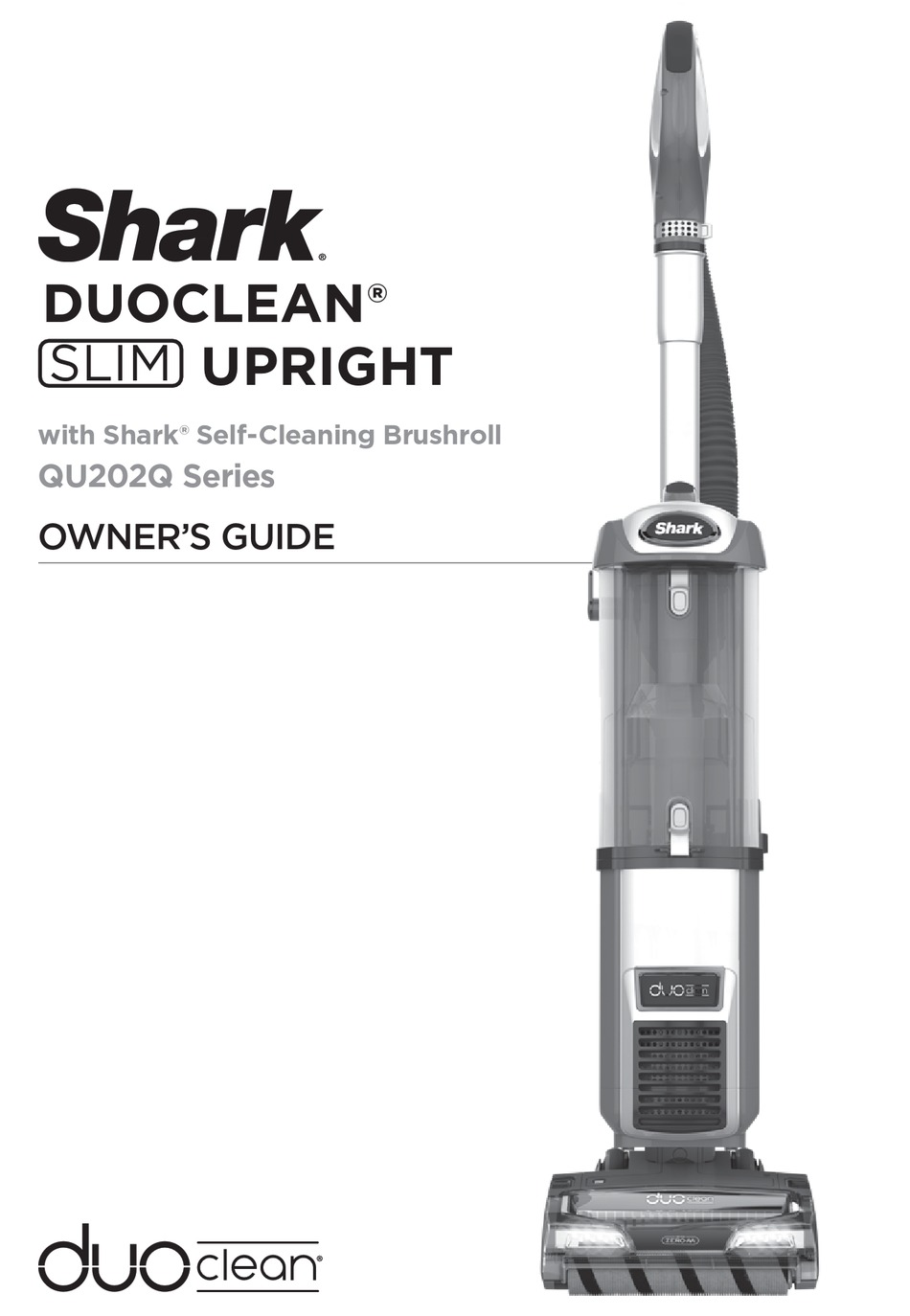 SHARK DUOCLEAN SLIM UPRIGHT QU202Q SERIES OWNER'S MANUAL Pdf Download