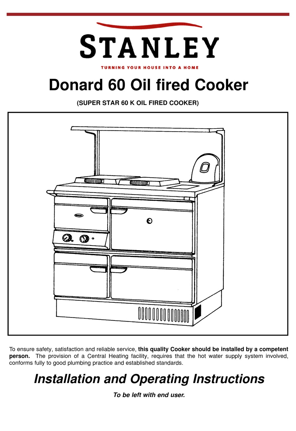 STANLEY DONARD 60 INSTALLATION AND OPERATING INSTRUCTIONS MANUAL Pdf Download ManualsLib