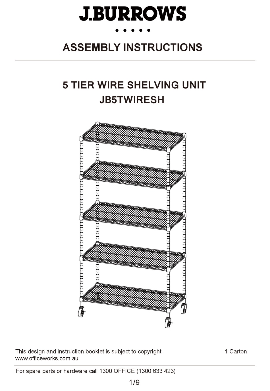 J.BURROWS JB5TWIRESH ASSEMBLY INSTRUCTIONS MANUAL Pdf Download ManualsLib