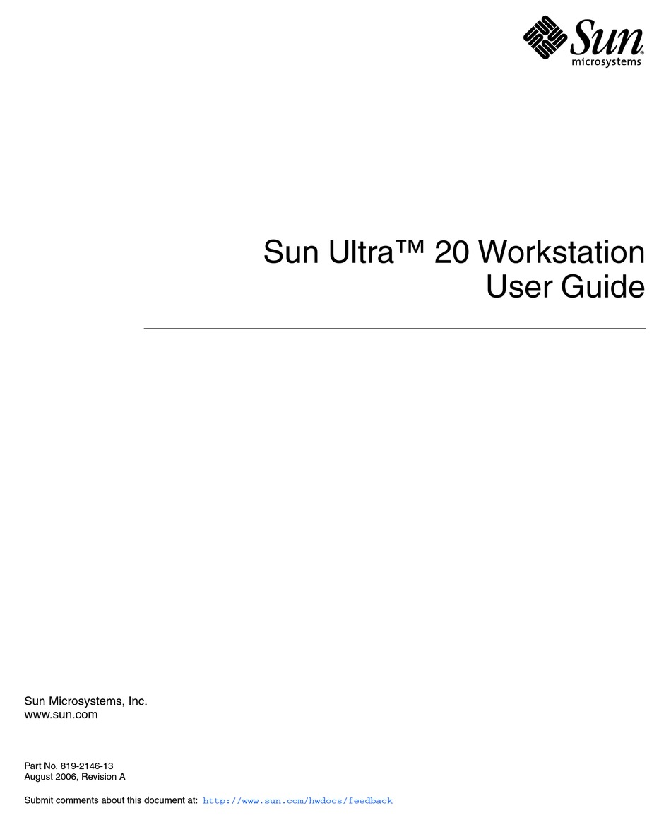 SUN MICROSYSTEMS ULTRA 20 USER MANUAL Pdf Download | ManualsLib