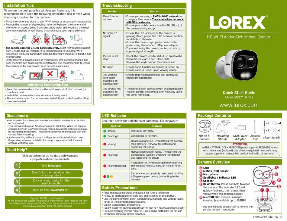 LOREX LNWCM22Y SERIES QUICK START MANUAL Pdf Download | ManualsLib