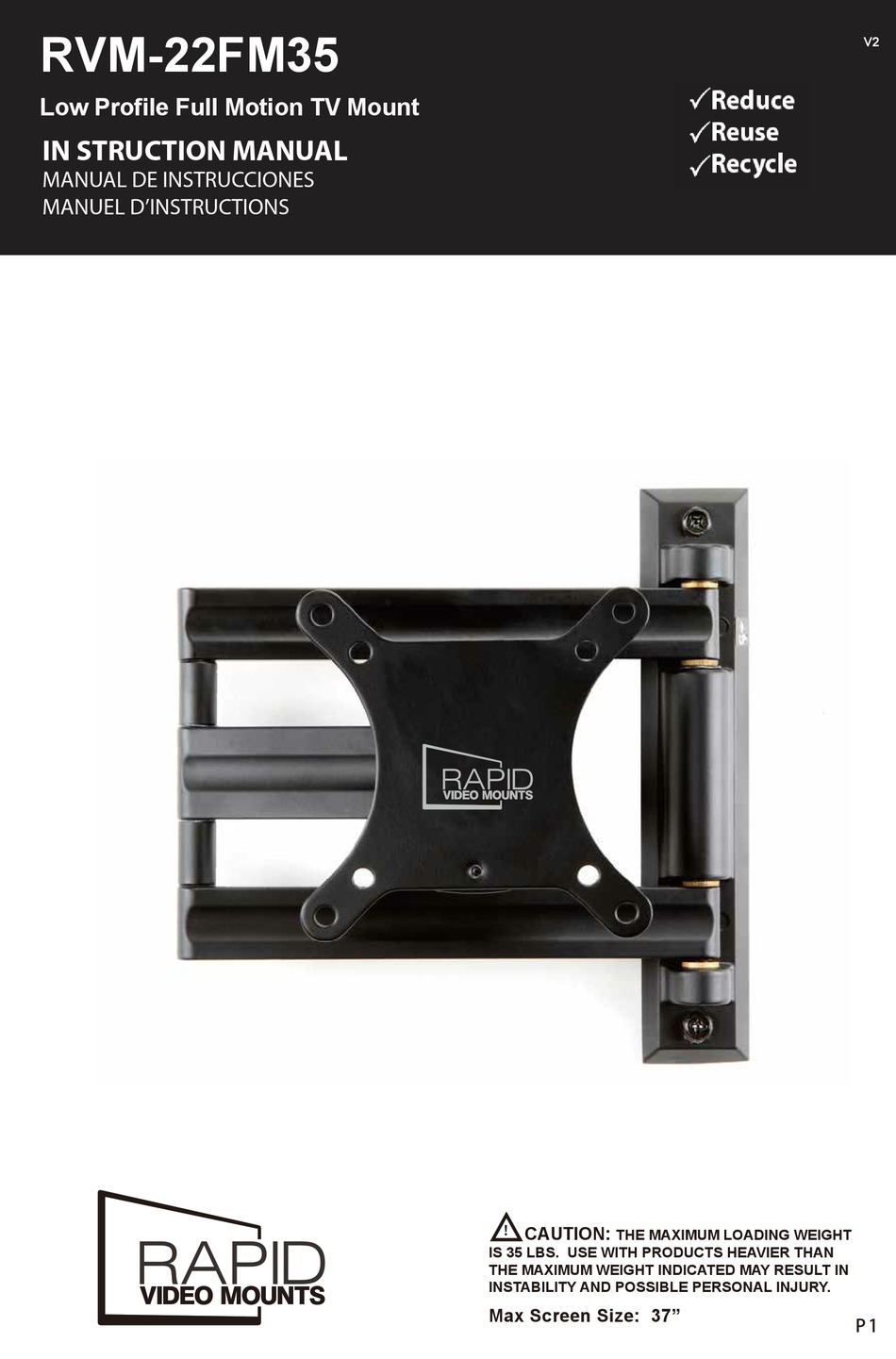 RAPID VIDEO MOUNTS RVM22FM35 INSTRUCTION MANUAL Pdf Download ManualsLib