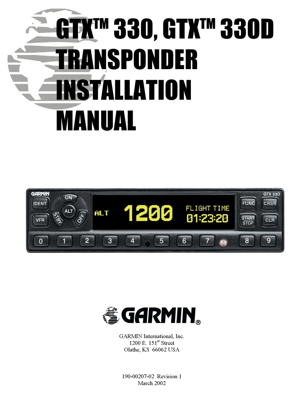 GARMIN GTX 330 INSTALLATION MANUAL Pdf Download ManualsLib