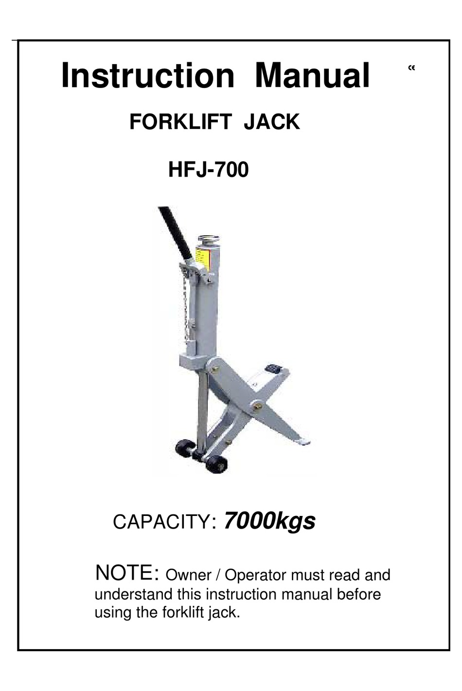 NULIFT HFJ700 INSTRUCTION MANUAL Pdf Download ManualsLib