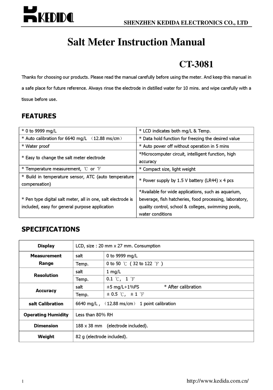 KEDIDA CT3081 INSTRUCTION MANUAL Pdf Download ManualsLib