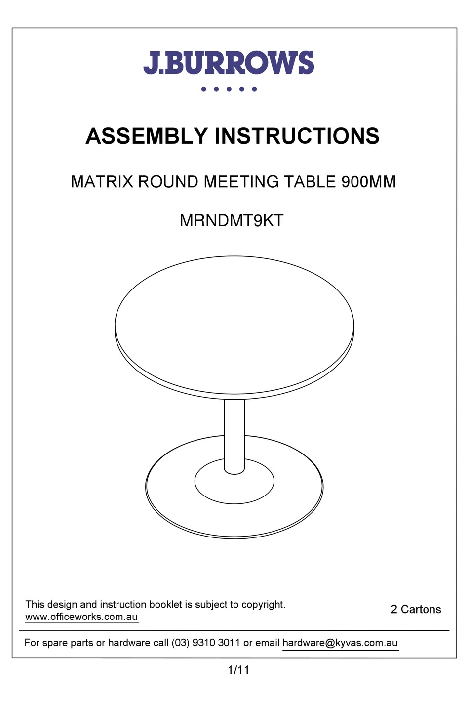 J.BURROWS MRNDMT9KT ASSEMBLY INSTRUCTIONS MANUAL Pdf Download ManualsLib