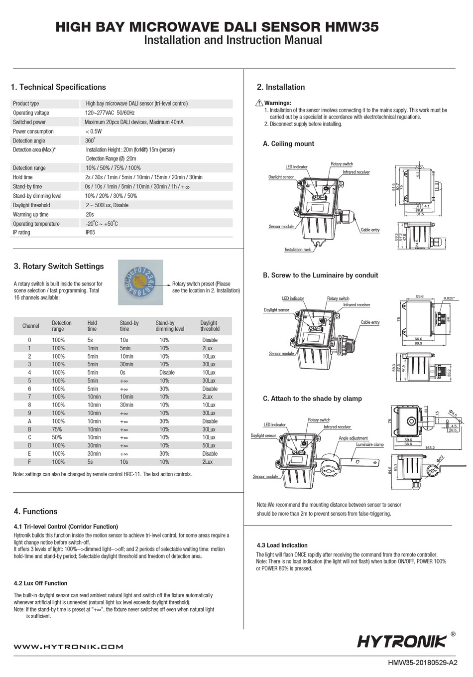 HYTRONIK HMW35 INSTALLATION AND INSTRUCTION MANUAL Pdf Download ...