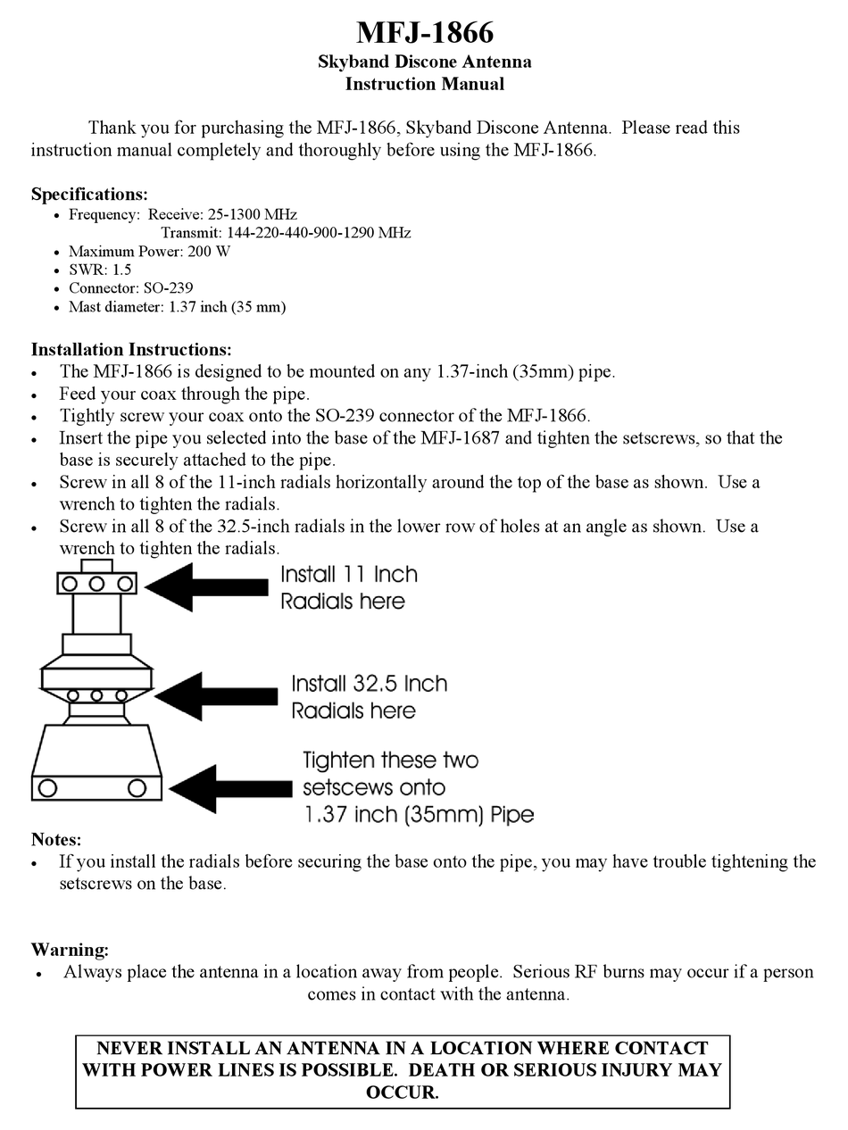 MFJ -1866 INSTRUCTION MANUAL Pdf Download | ManualsLib