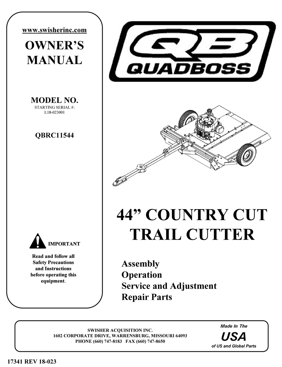 SWISHER QUADBOSS QBRC11544 OWNER'S MANUAL Pdf Download ManualsLib