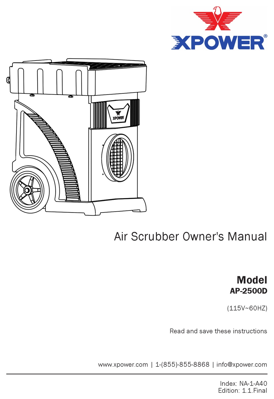 XPOWER AP2500D OWNER'S MANUAL Pdf Download ManualsLib