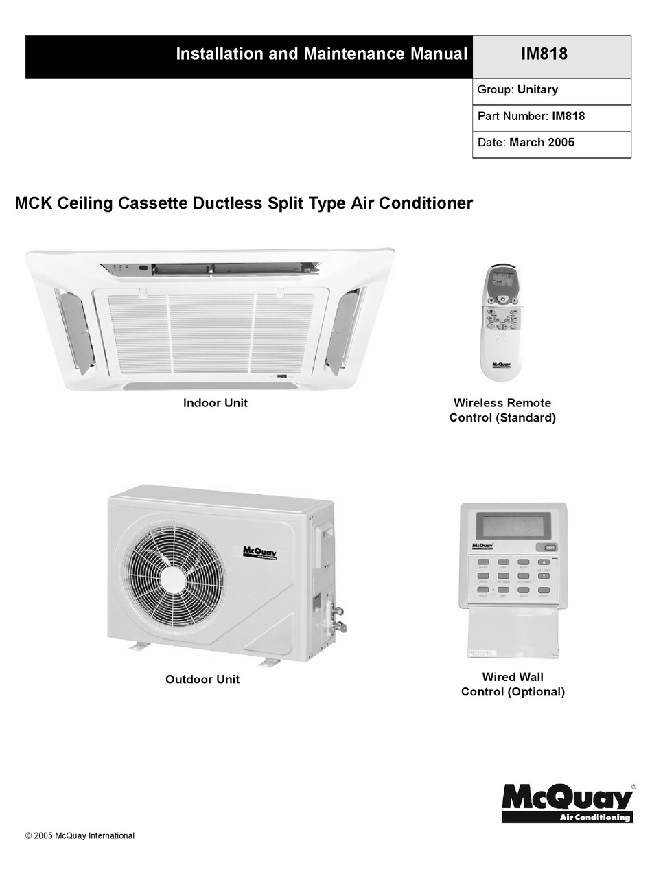 MCQUAY IM818 INSTALLATION AND MAINTENANCE MANUAL Pdf Download ManualsLib