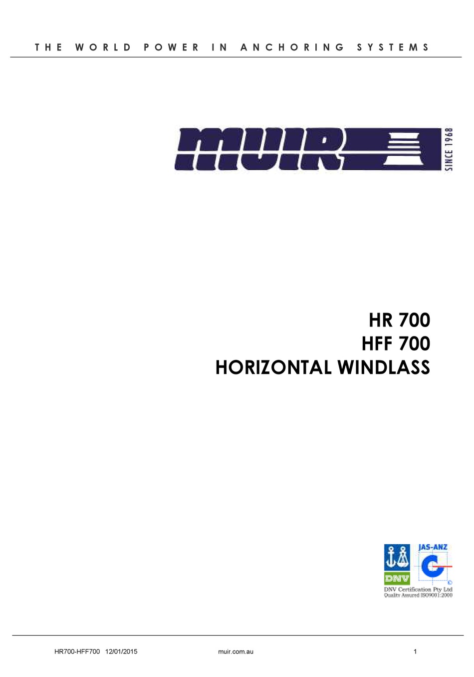 MUIR HR 700 MANUAL Pdf Download ManualsLib
