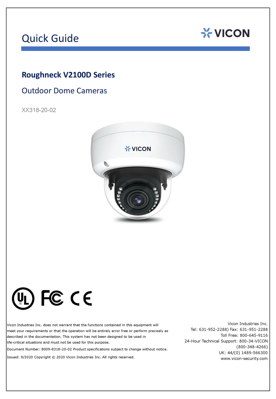 VICON ROUGHNECK V2100D SERIES QUICK MANUAL Pdf Download | ManualsLib