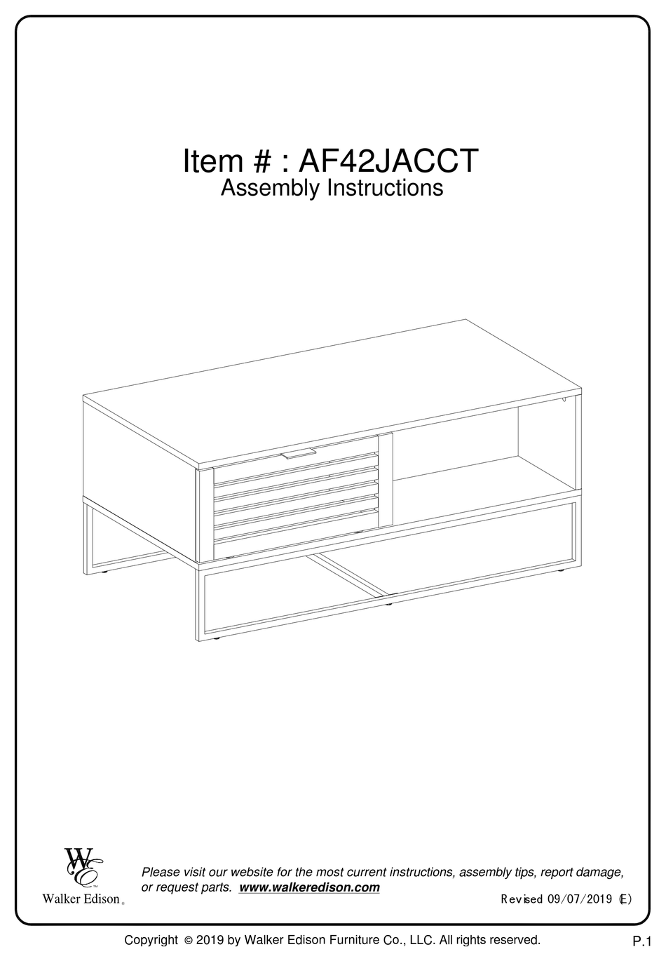 WALKER EDISON AF42JACCT ASSEMBLY INSTRUCTIONS MANUAL Pdf Download