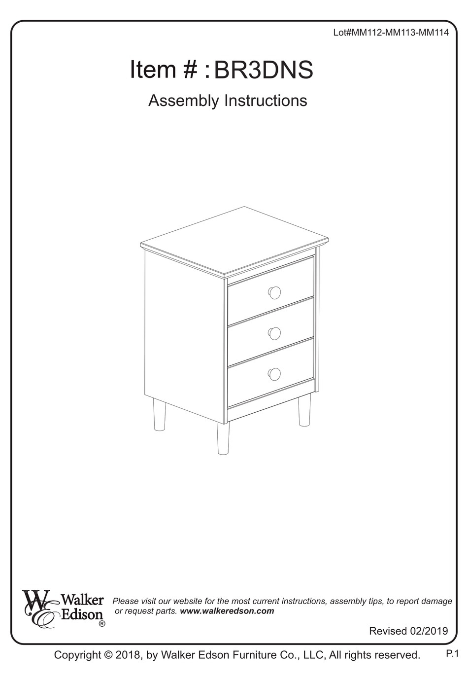 WALKER EDISON BR3DNS ASSEMBLY INSTRUCTIONS MANUAL Pdf Download ManualsLib