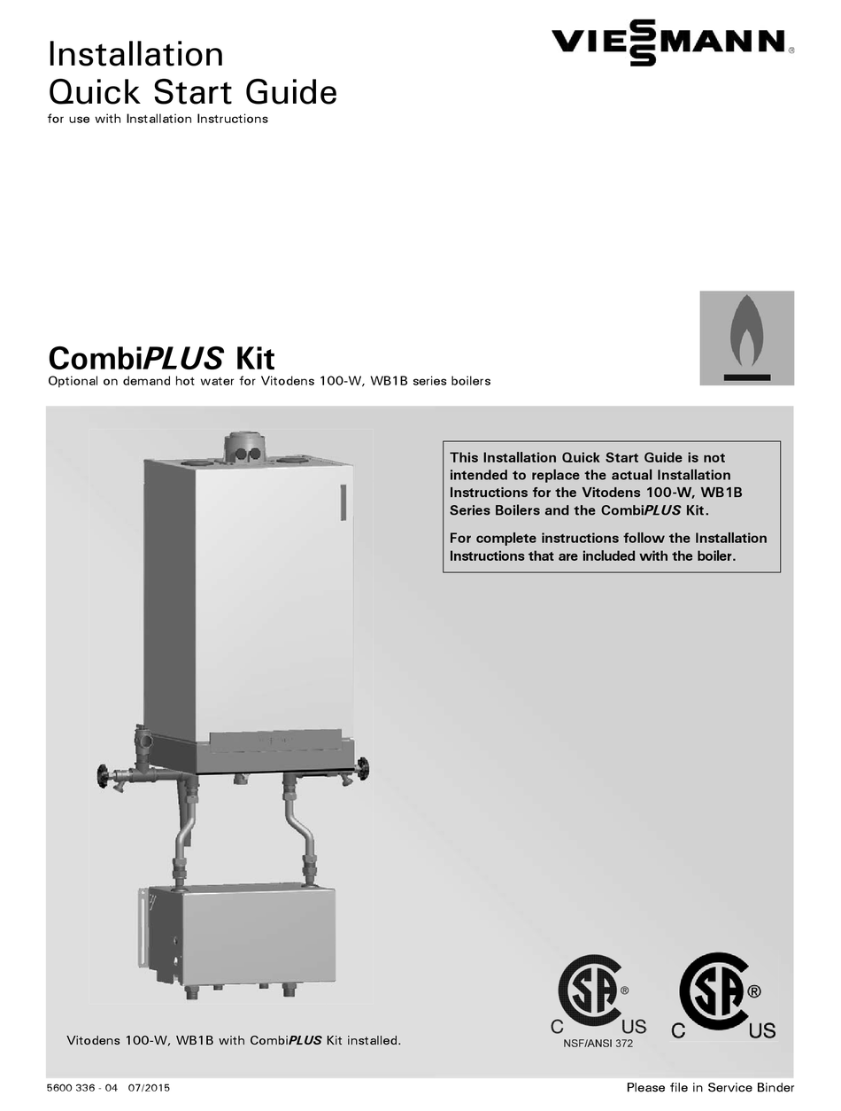 Viessmann Combiplus Kit Installation & Quick Start Manual Pdf Download 