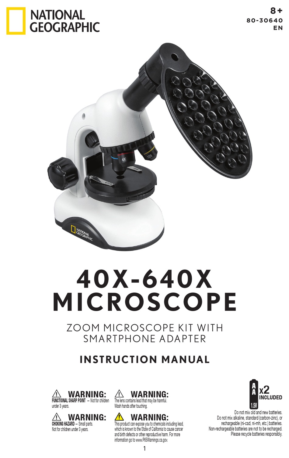 NATIONAL GEOGRAPHIC 40X640X MICROSCOPE INSTRUCTION MANUAL Pdf Download