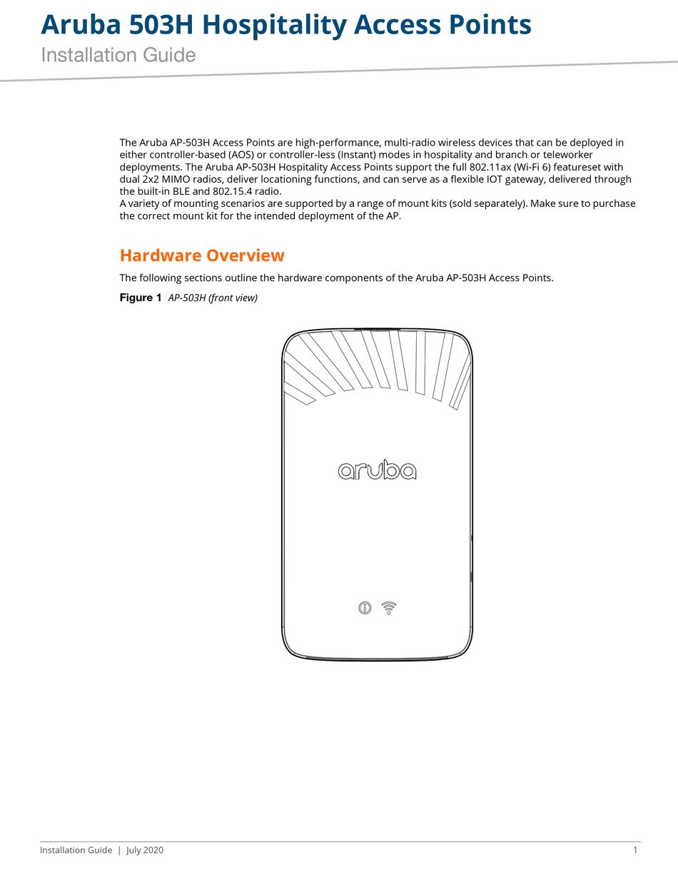 ARUBA 503H INSTALLATION MANUAL Pdf Download | ManualsLib