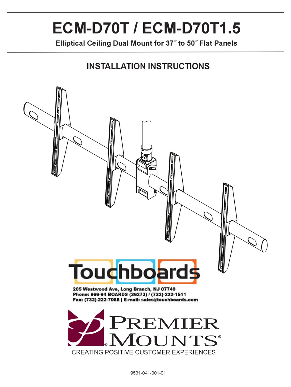 PREMIER MOUNTS ECMD70T INSTALLATION INSTRUCTIONS MANUAL Pdf Download