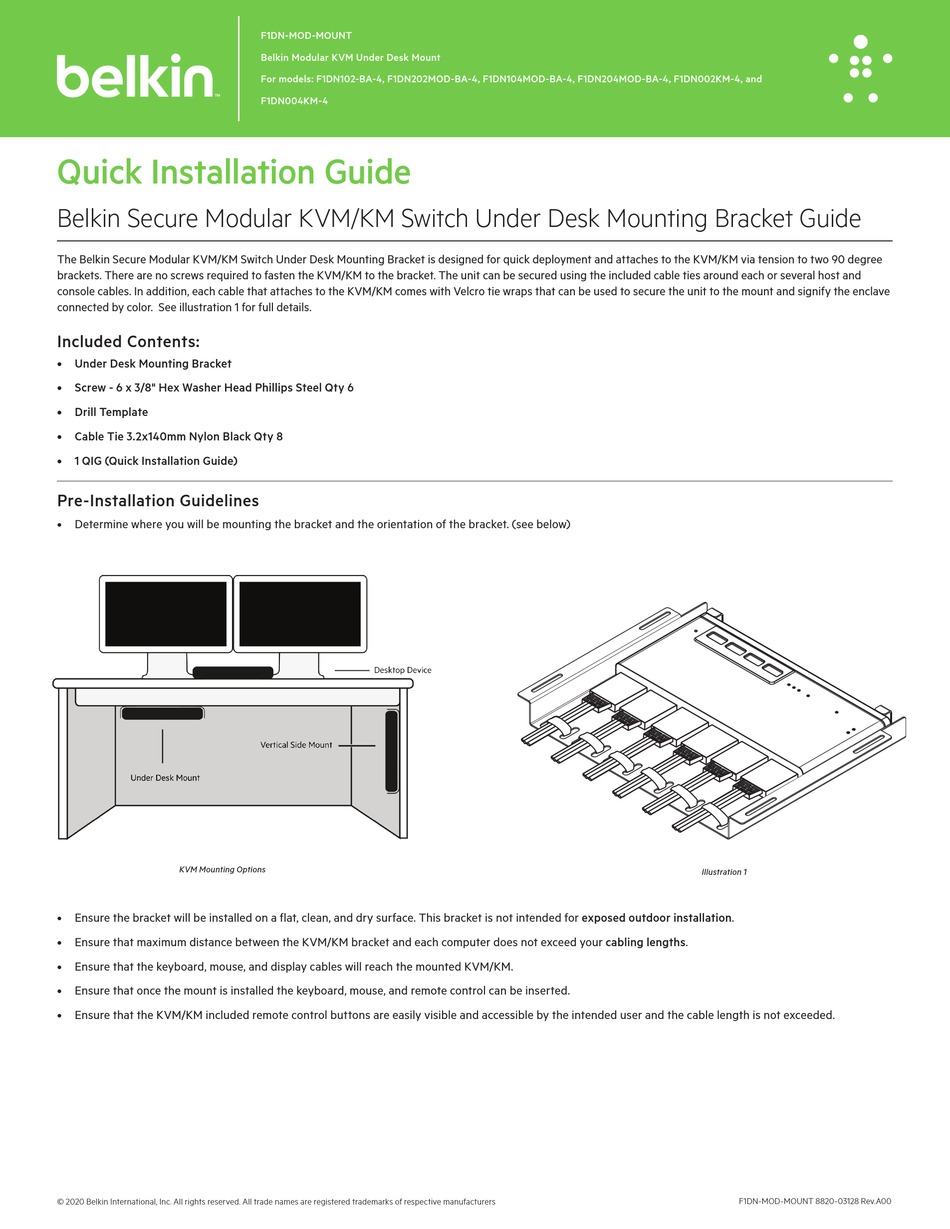 BELKIN F1DN-MOD-MOUNT QUICK INSTALLATION MANUAL Pdf Download | ManualsLib