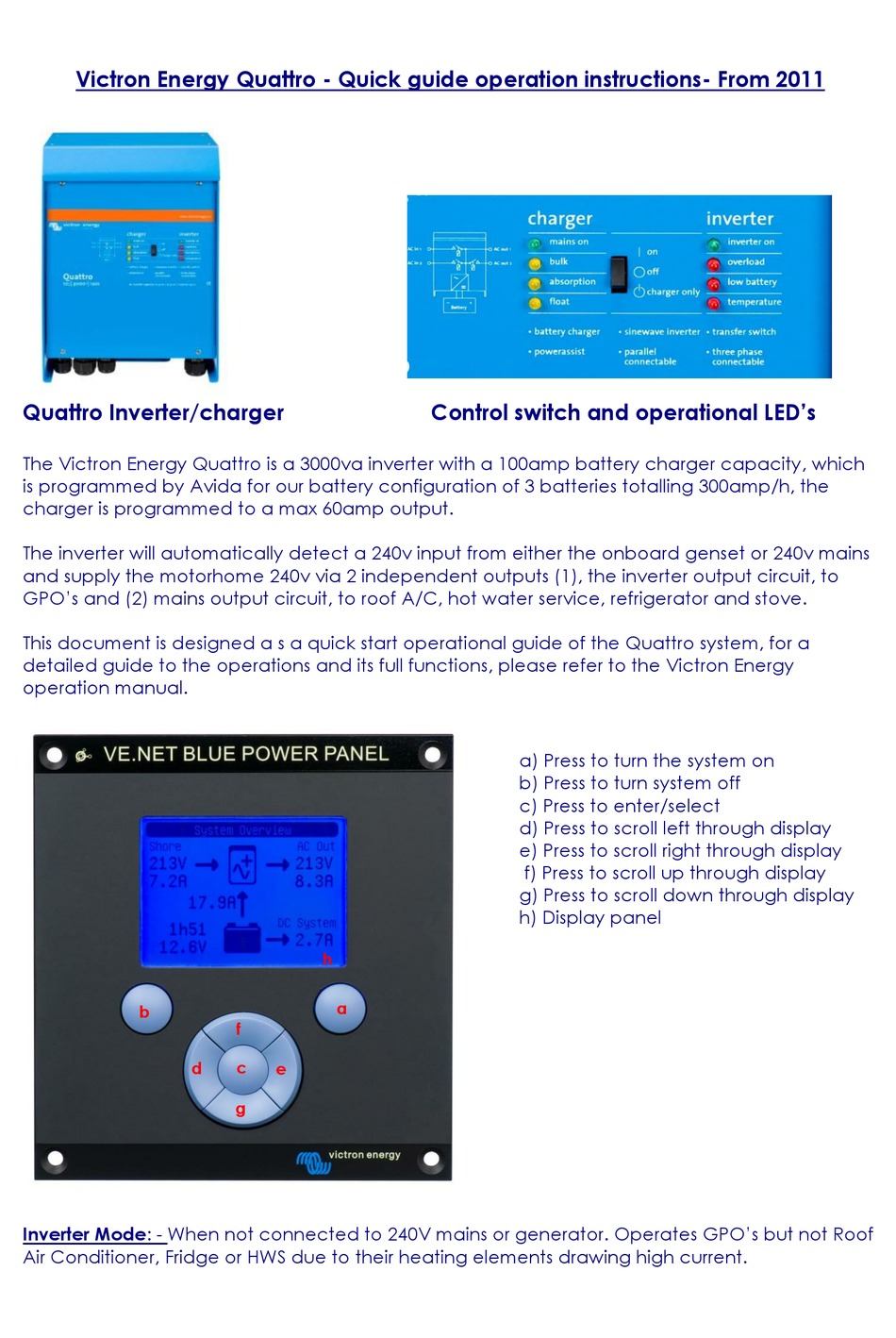 VICTRON ENERGY QUATTRO QUICK MANUAL Pdf Download ManualsLib