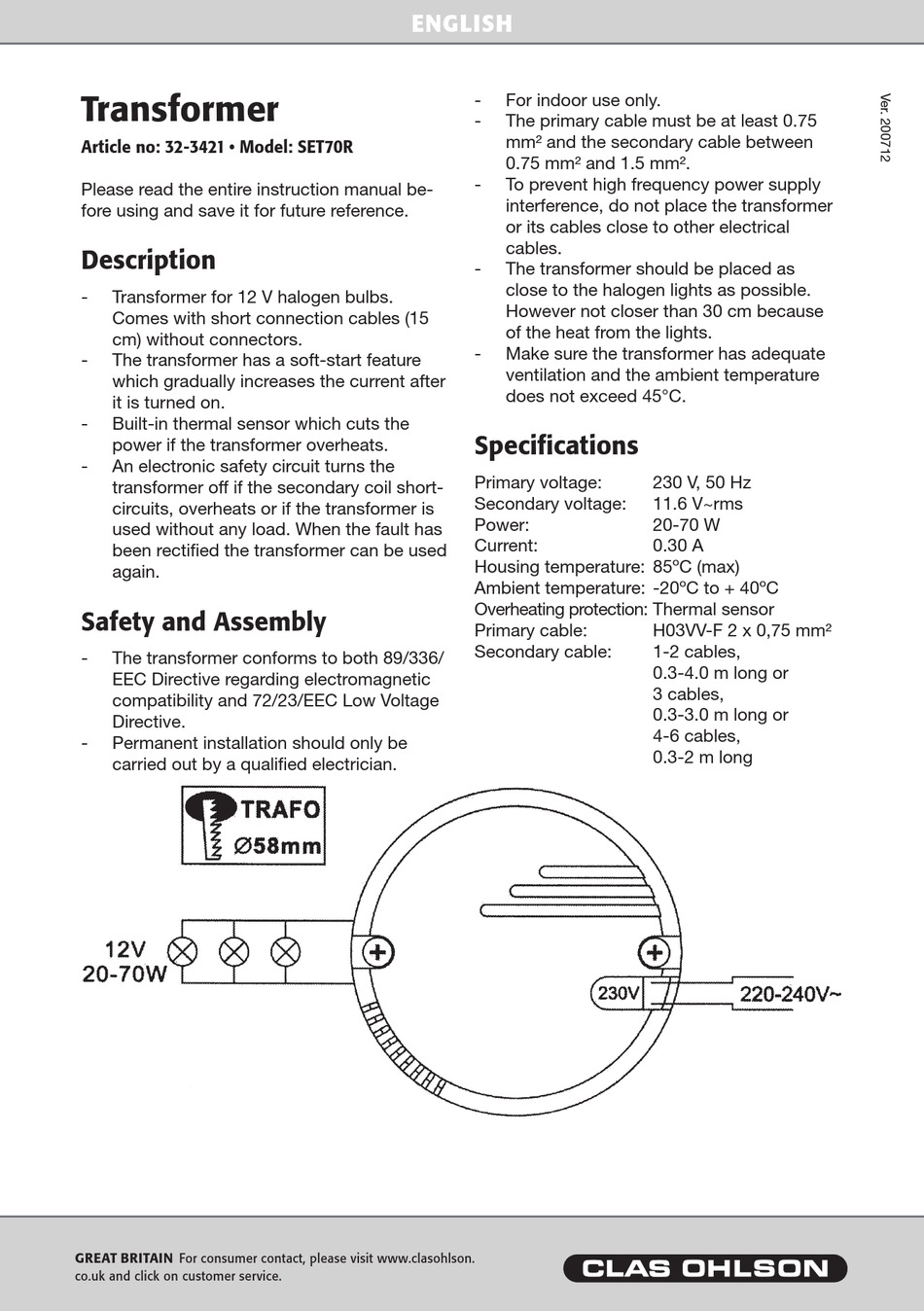 CLAS OHLSON SET70R QUICK START MANUAL Pdf Download ManualsLib
