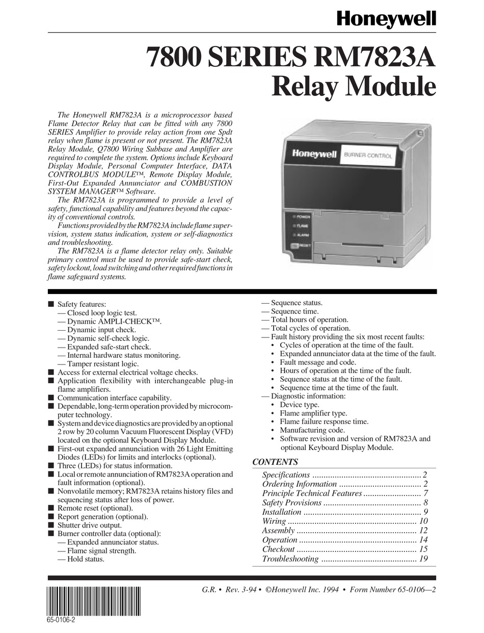 HONEYWELL 7800 SERIES MANUAL Pdf Download ManualsLib