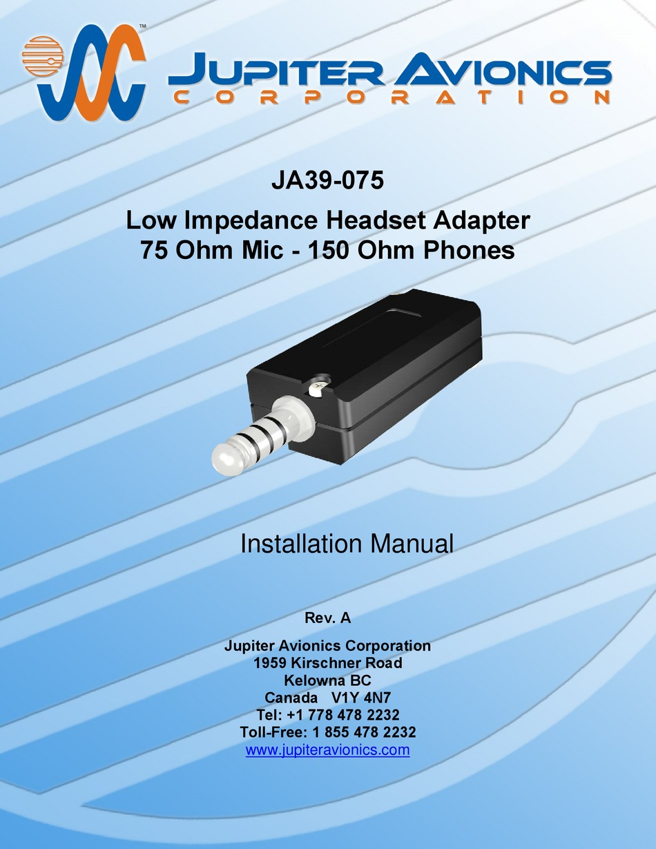 JUPITER AVIONICS JA39075 INSTALLATION MANUAL Pdf Download ManualsLib