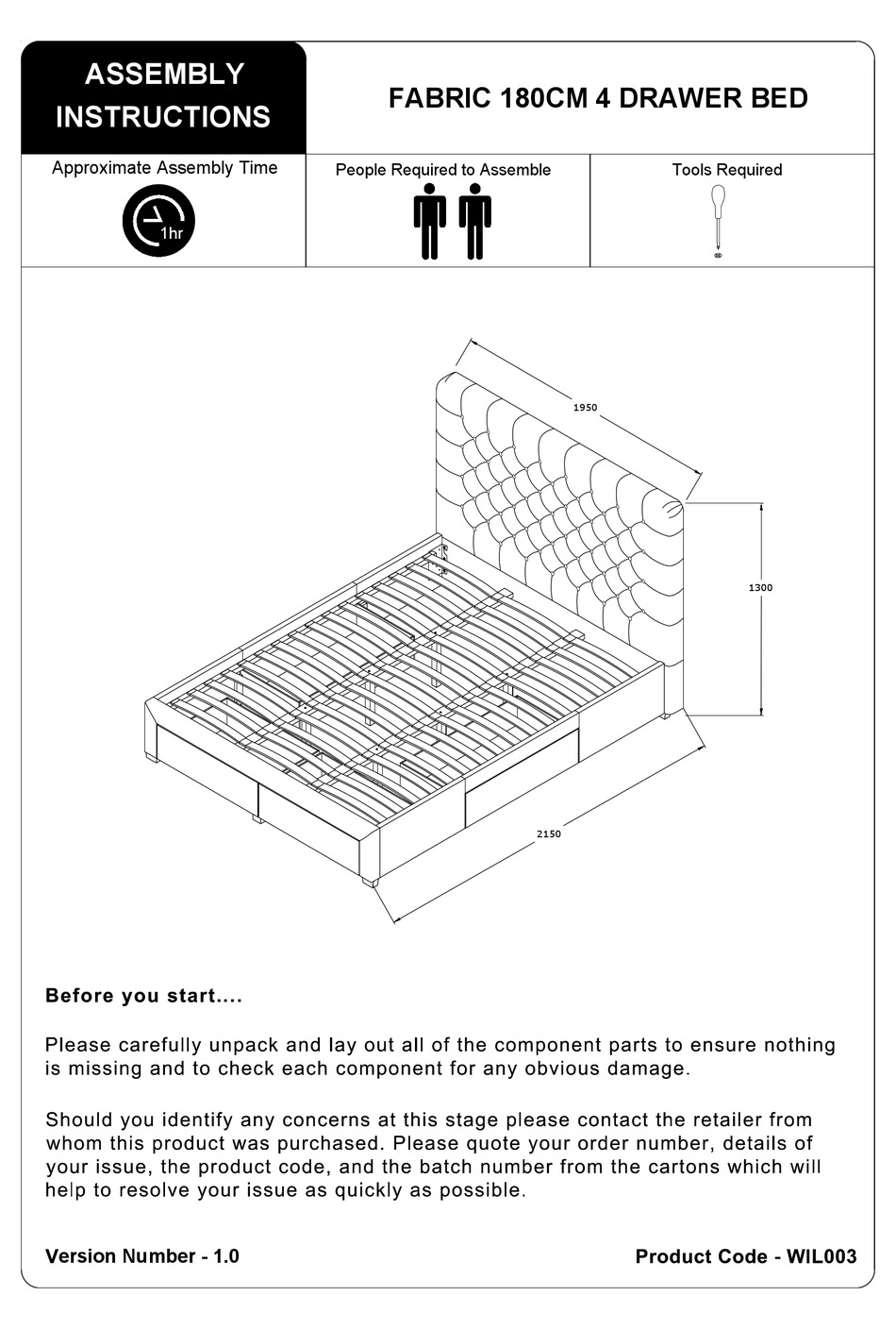 JULIAN BOWEN WIL003 ASSEMBLY INSTRUCTIONS MANUAL Pdf Download ManualsLib