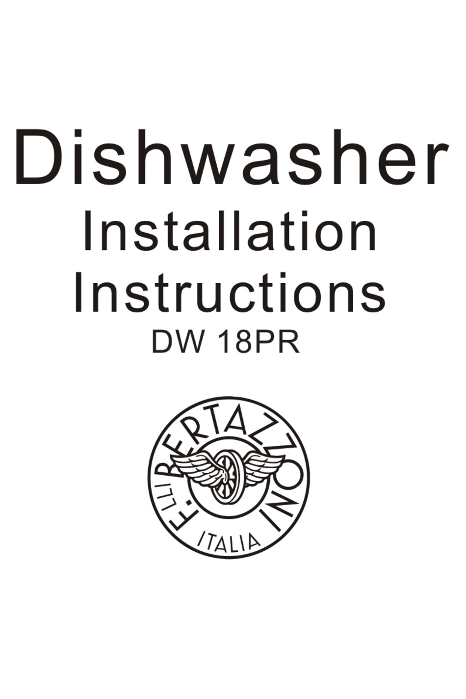 BERTAZZONI DW 18PR INSTALLATION INSTRUCTIONS MANUAL Pdf Download