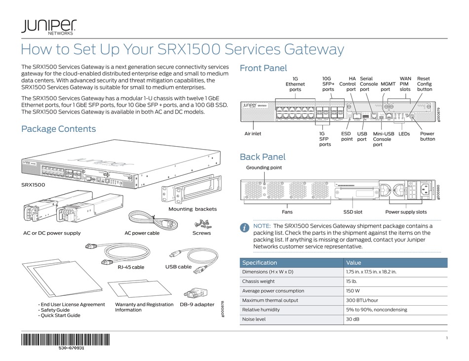 JUNIPER SRX1500 HOW TO SET UP Pdf Download ManualsLib