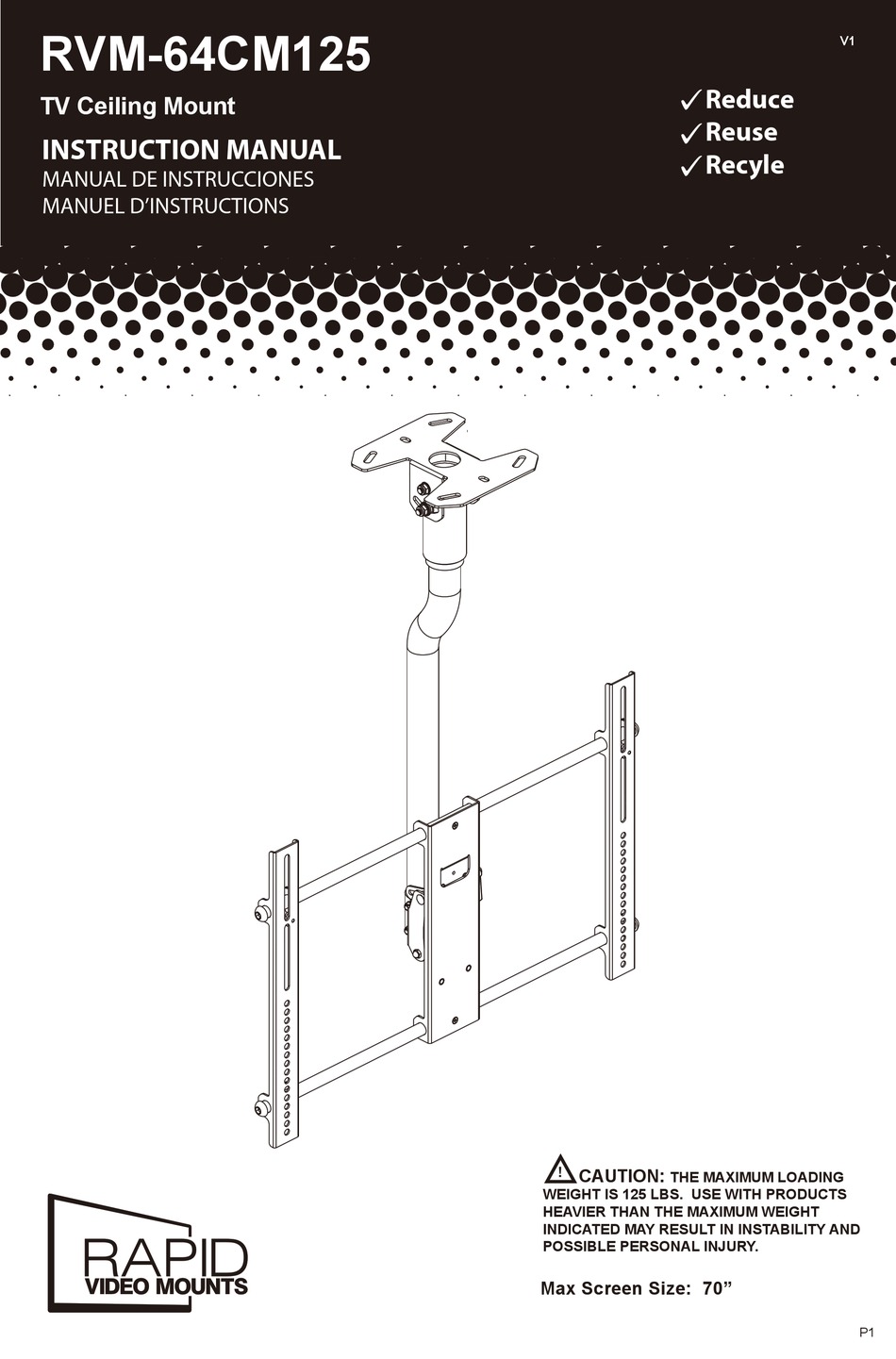 RAPID VIDEO MOUNTS RVM64CM125 INSTRUCTION MANUAL Pdf Download ManualsLib